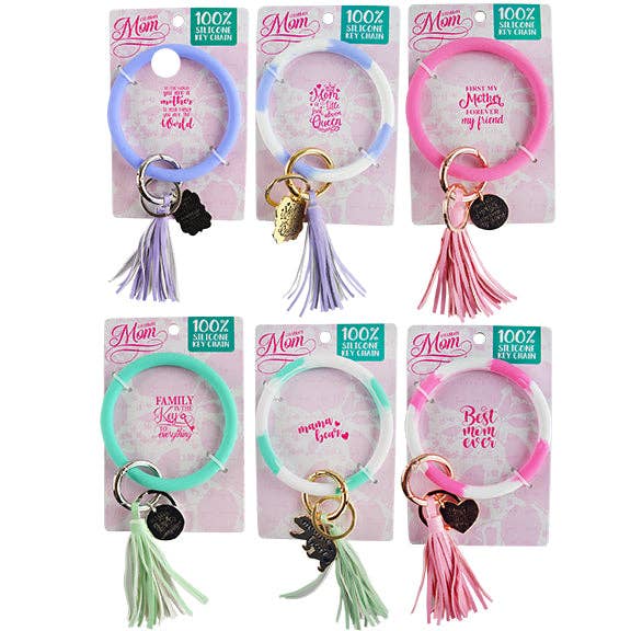 Mother's Day Mom Silicone Wristlet Keychain