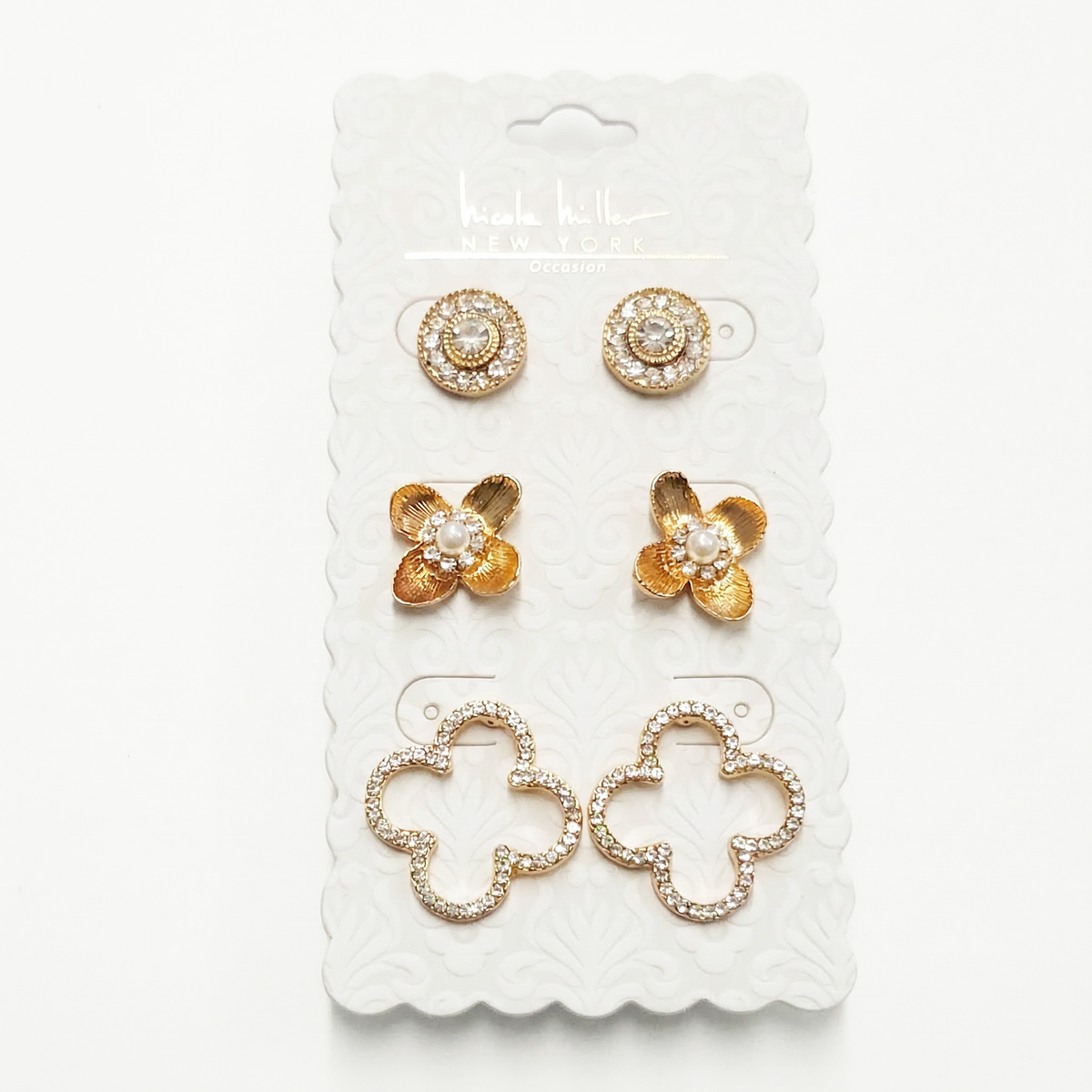 Set of 3 Social Studs with Flower and Clover