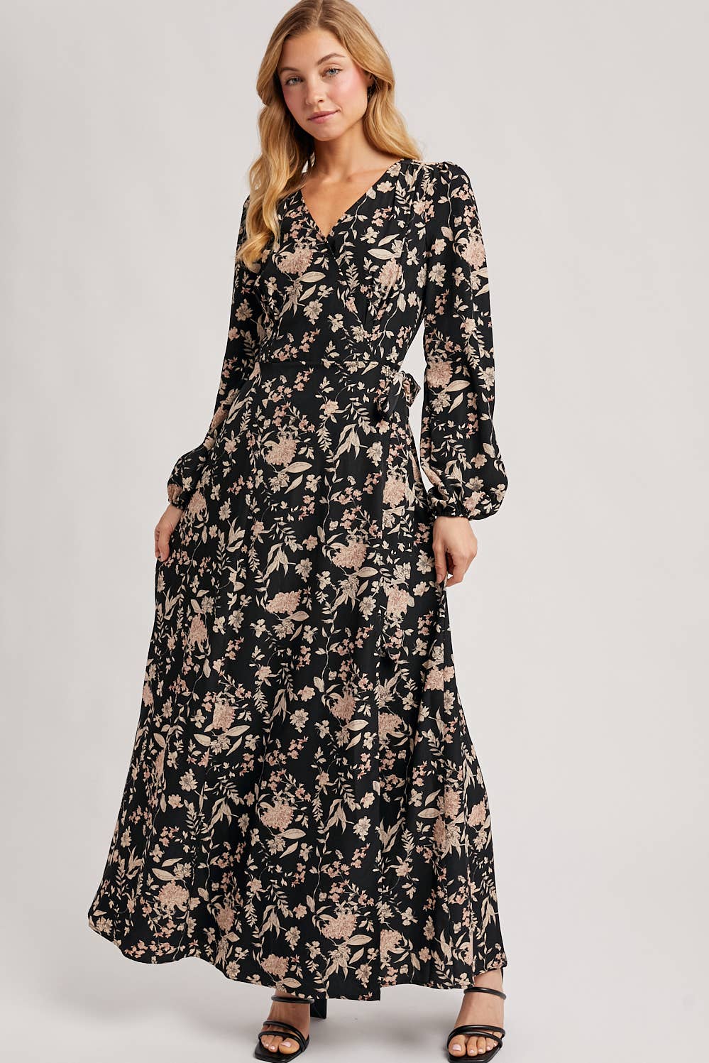 FLORAL WRAP MAXI DRESS