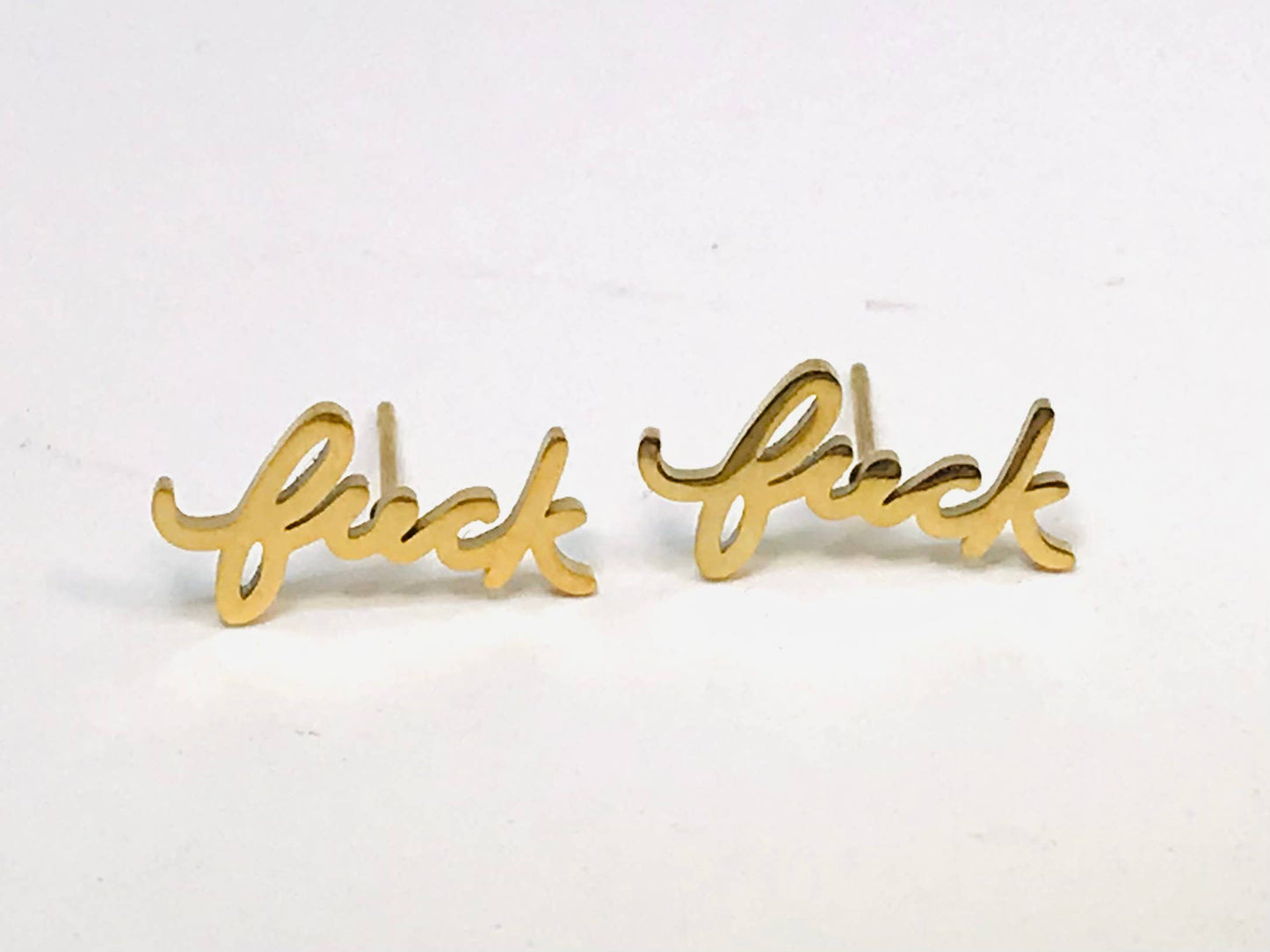 GOLD Stainless Steel Fuck Earrings Hypoallergenic