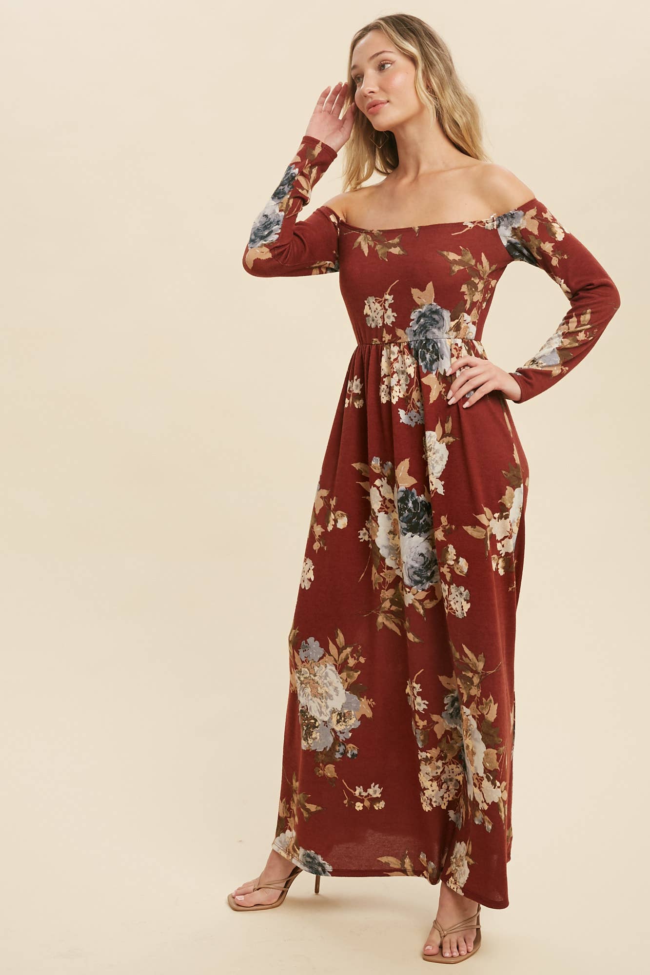 FLORAL HACCI BRUSHED MAXI DRESS
