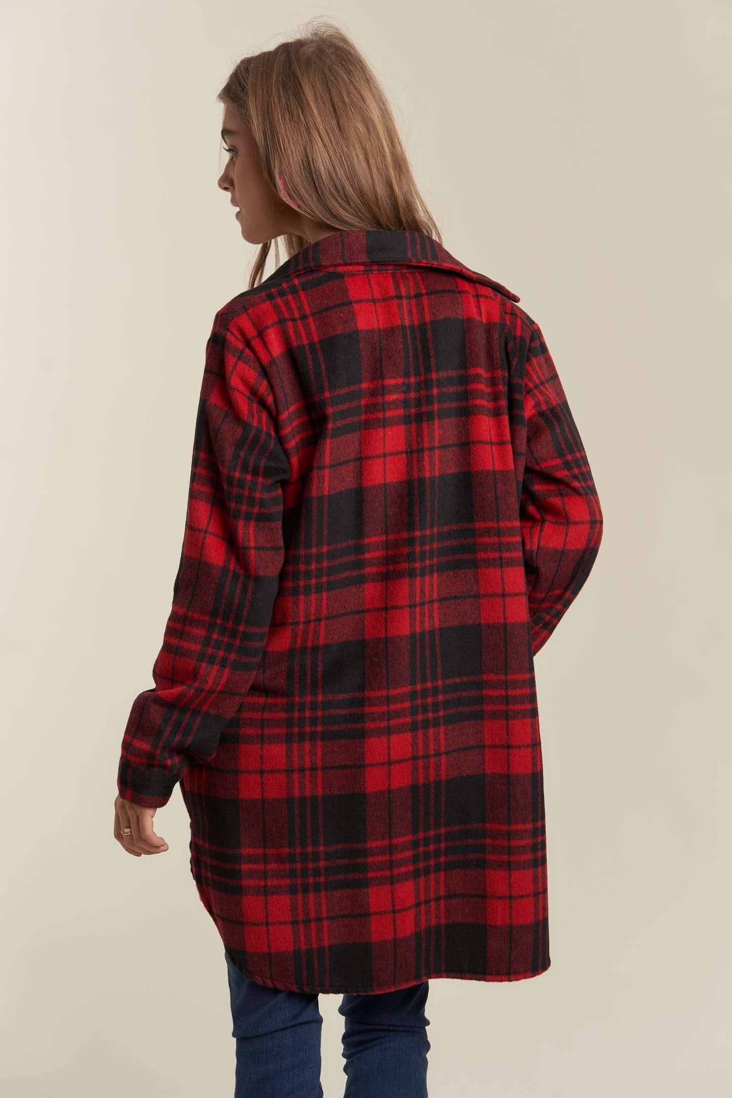BUTTON DOWN FLANNEL SHACKET POCKETS