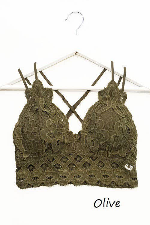 Scalloped Lace Cami Bralette: 2-2-2(S-M-L) / COCOA