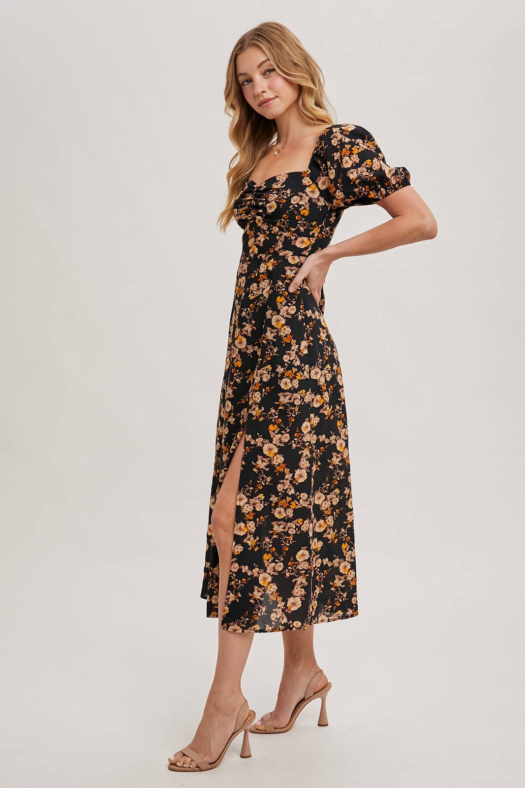 FLORAL PRINT SWEETHEART DRESS