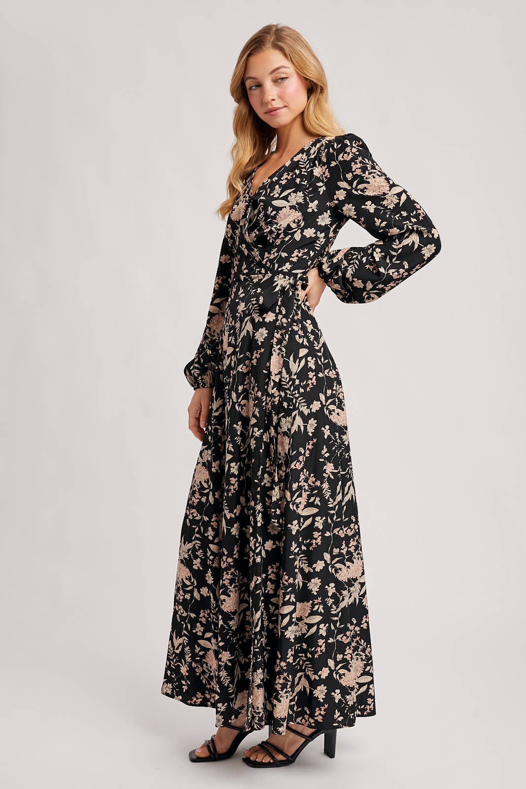 FLORAL WRAP MAXI DRESS