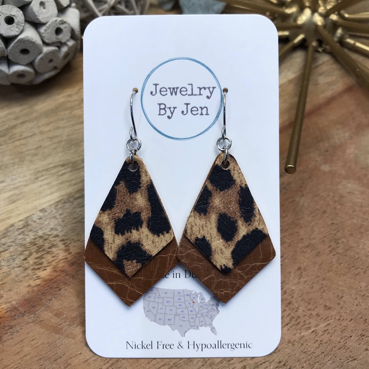 Double Stacked Cheetah & Cognac Earrings