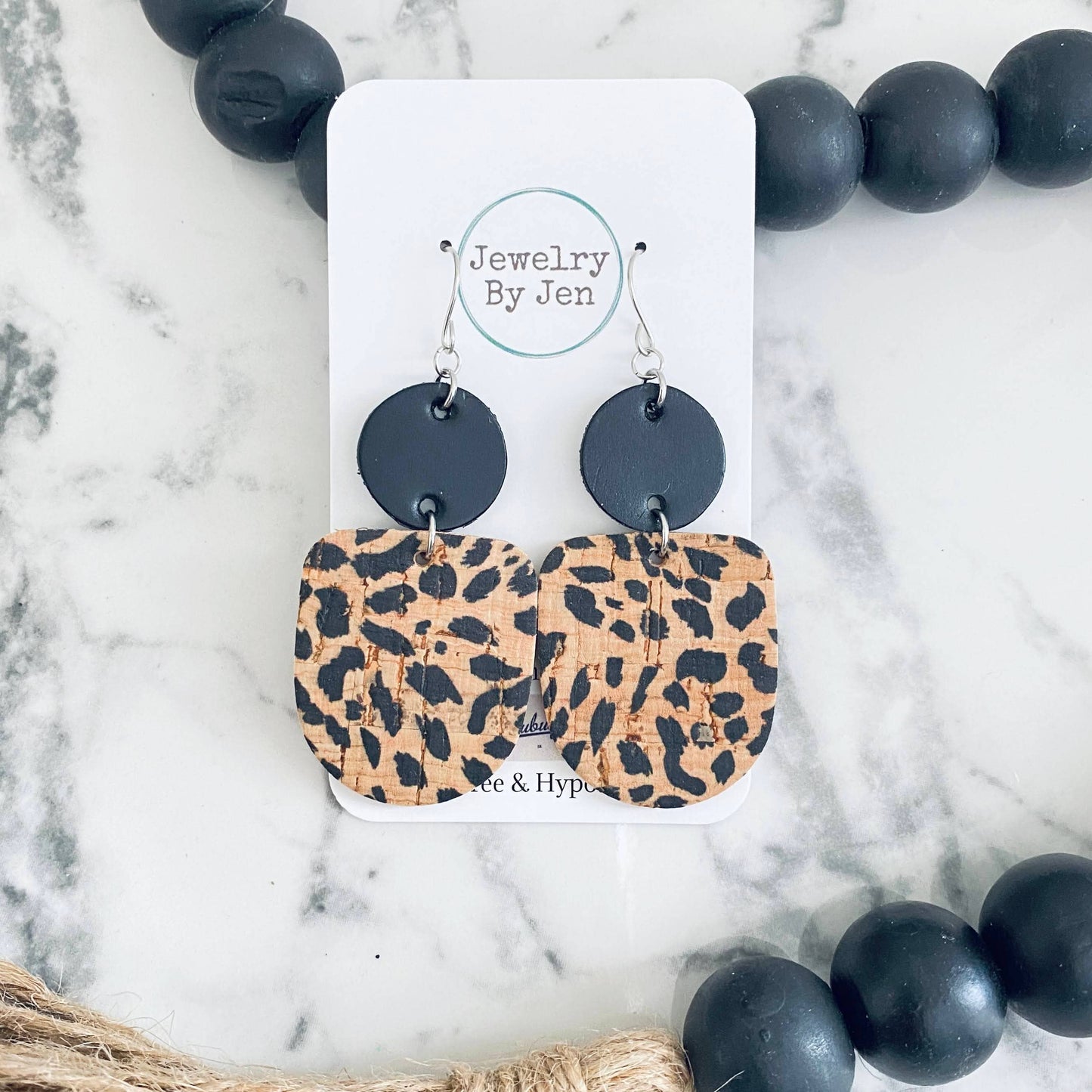 Boho Dangle: Black & Spotted Cheetah Earrings