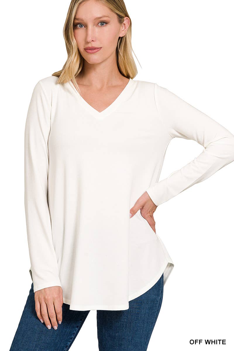 Long Sleeve V-Neck Zenana Top