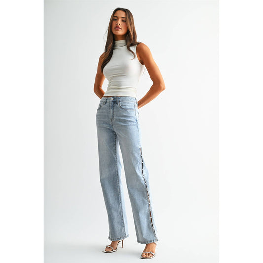 MICA HIGH-RISE WIDE EMBELLISHED SIDE PANEL