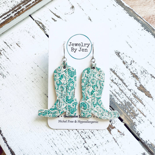 Cowgirl Boots: Aqua Lace