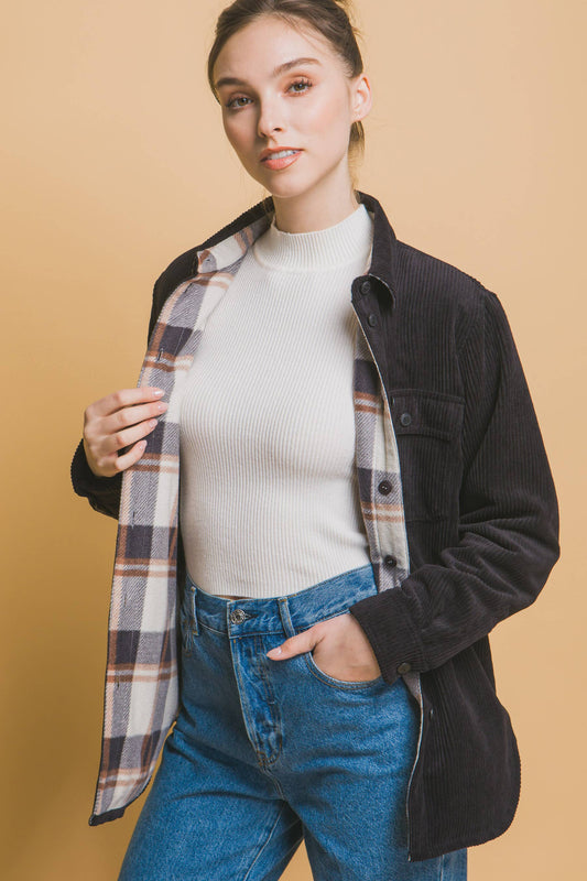 Corduroy Reversible Button Down Jacket
