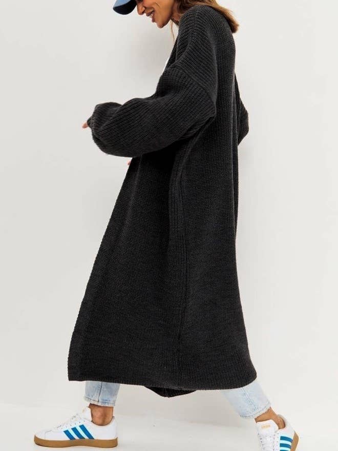 Casual Minimalist Loose Fit Long Knitted Cardigan