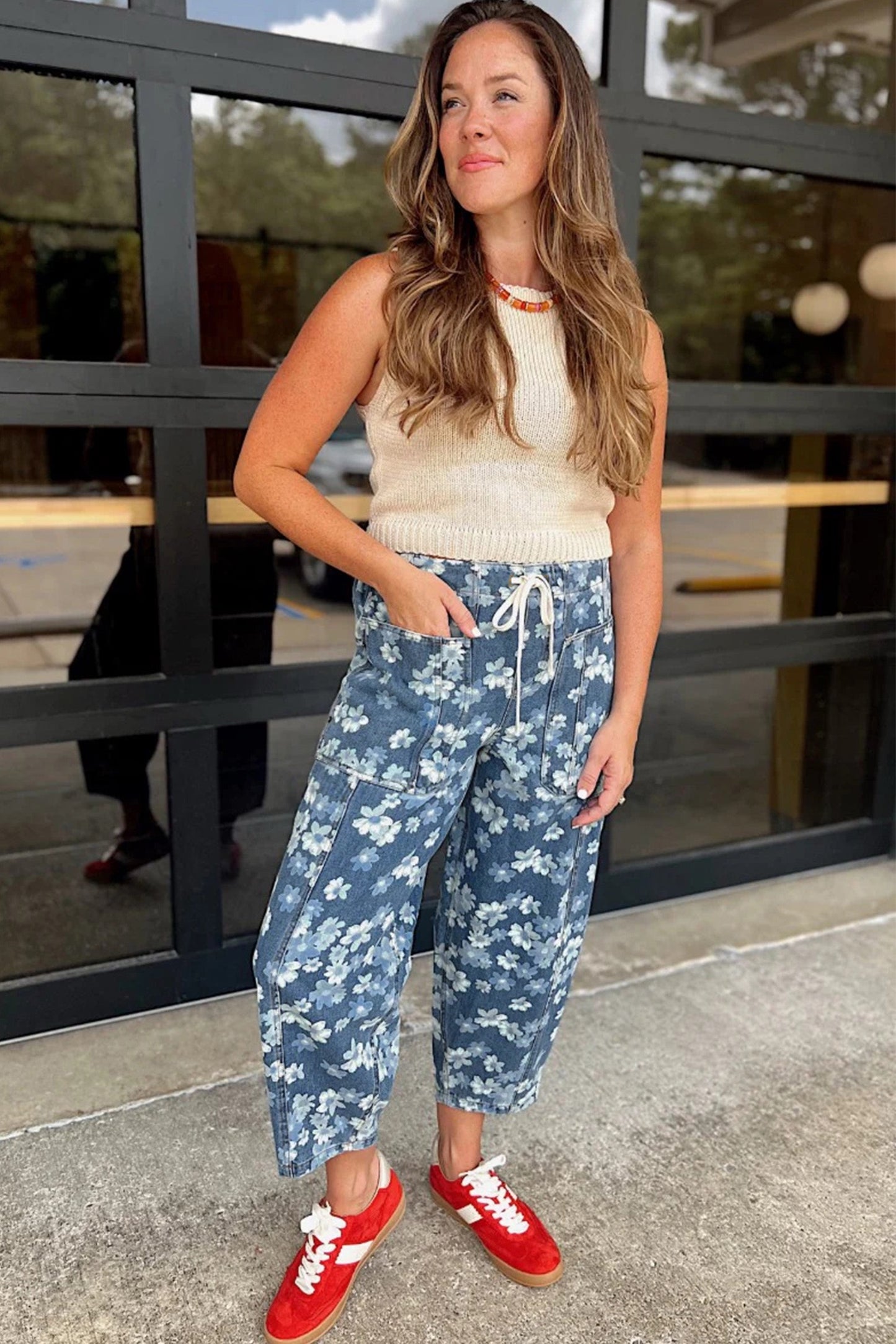Floral Barrel Jeans