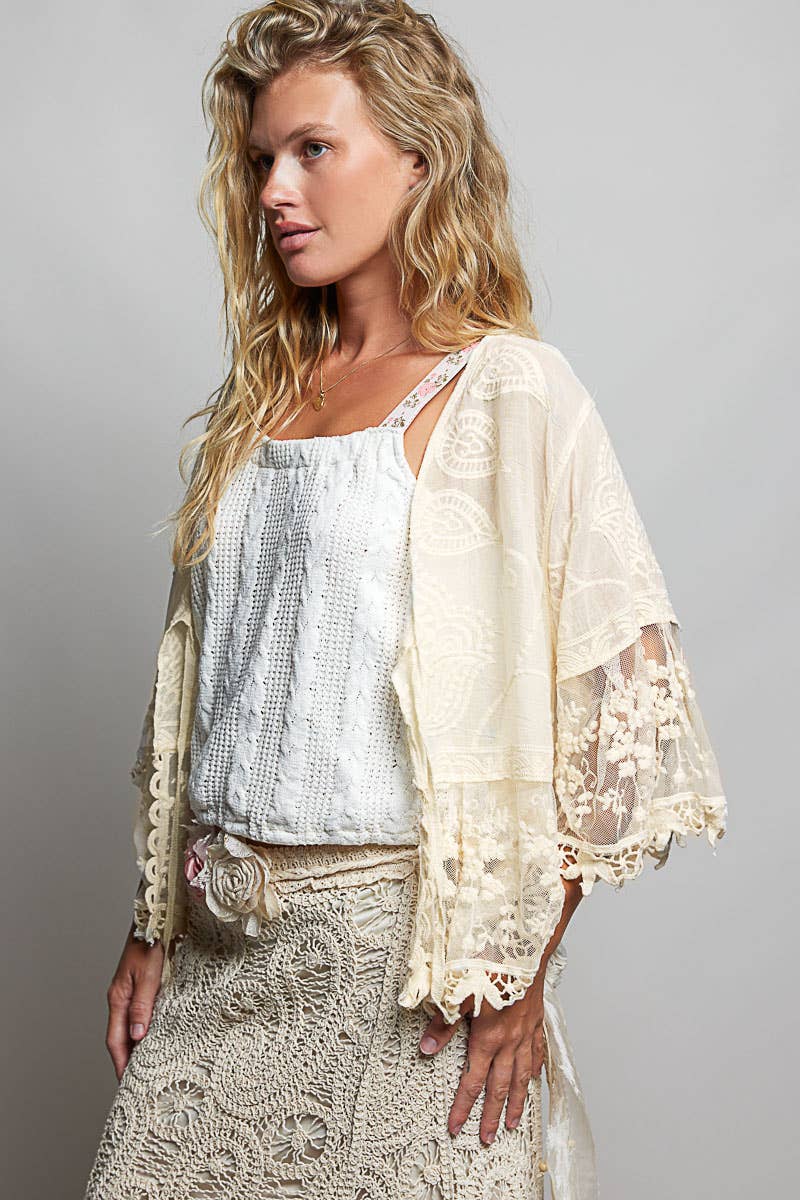 POL Solid Crochet Cardigan