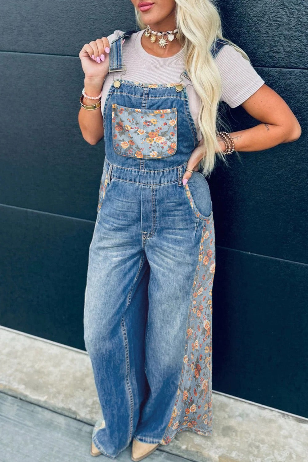 Blush & Blossom Denim Overalls