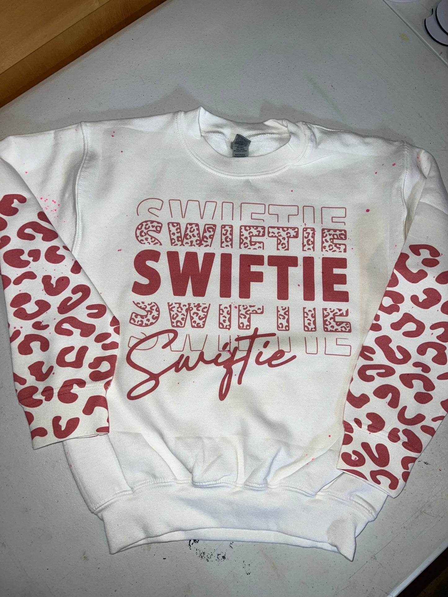 Youth Pink Cheetah Swiftie Crew