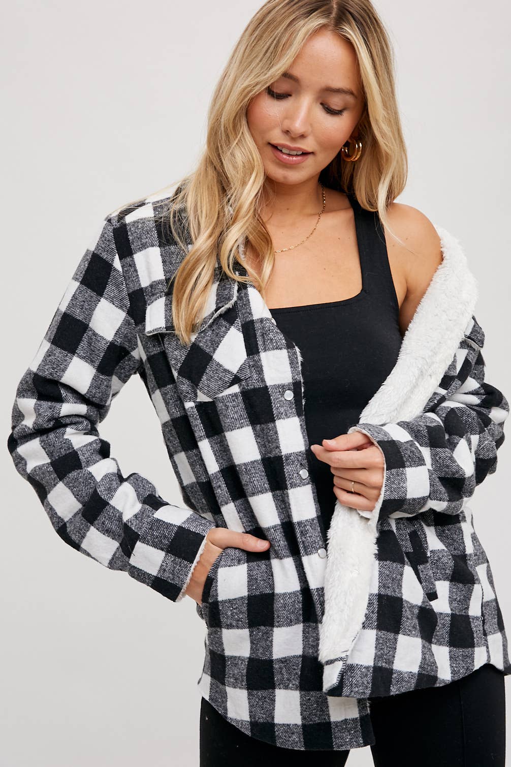 BUFFALO PLAID SHERPA-LINED SHACKET