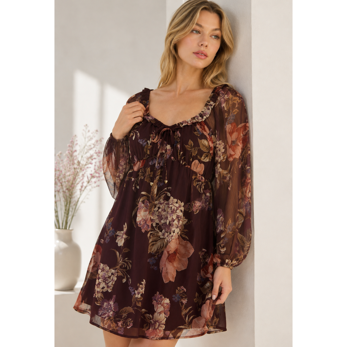 VINTAGE FLORAL EMPIRE MINI DRESS