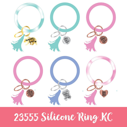 Silicone Ring Keychain with Charm