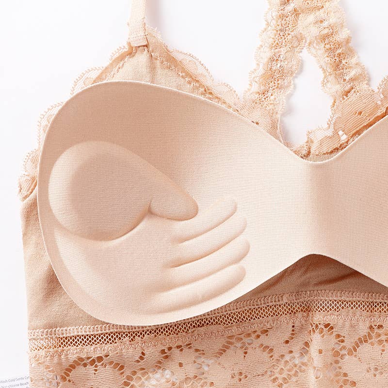 Floral Lace Mesh crop camisole Wireless Bra Bralettes