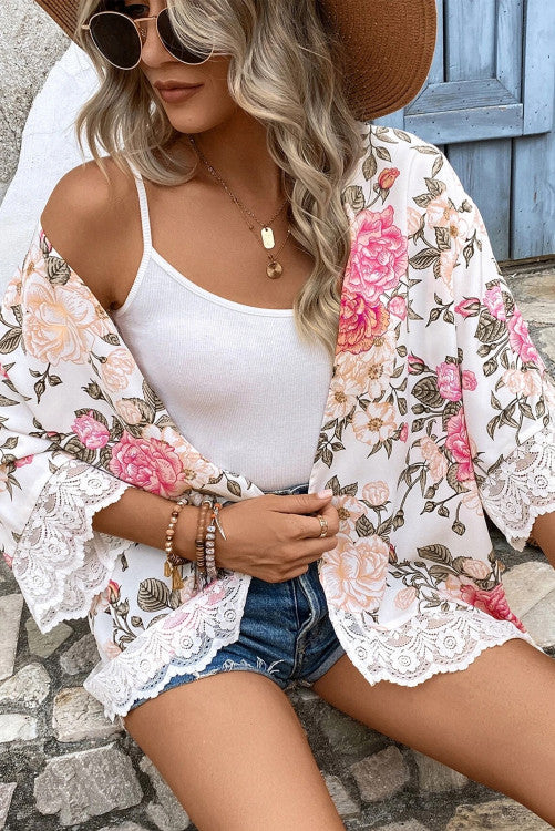 Floral and Lace Kimono one size