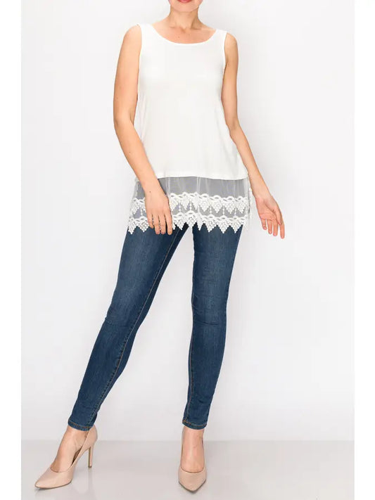 Origami Tank with Lace Hem
