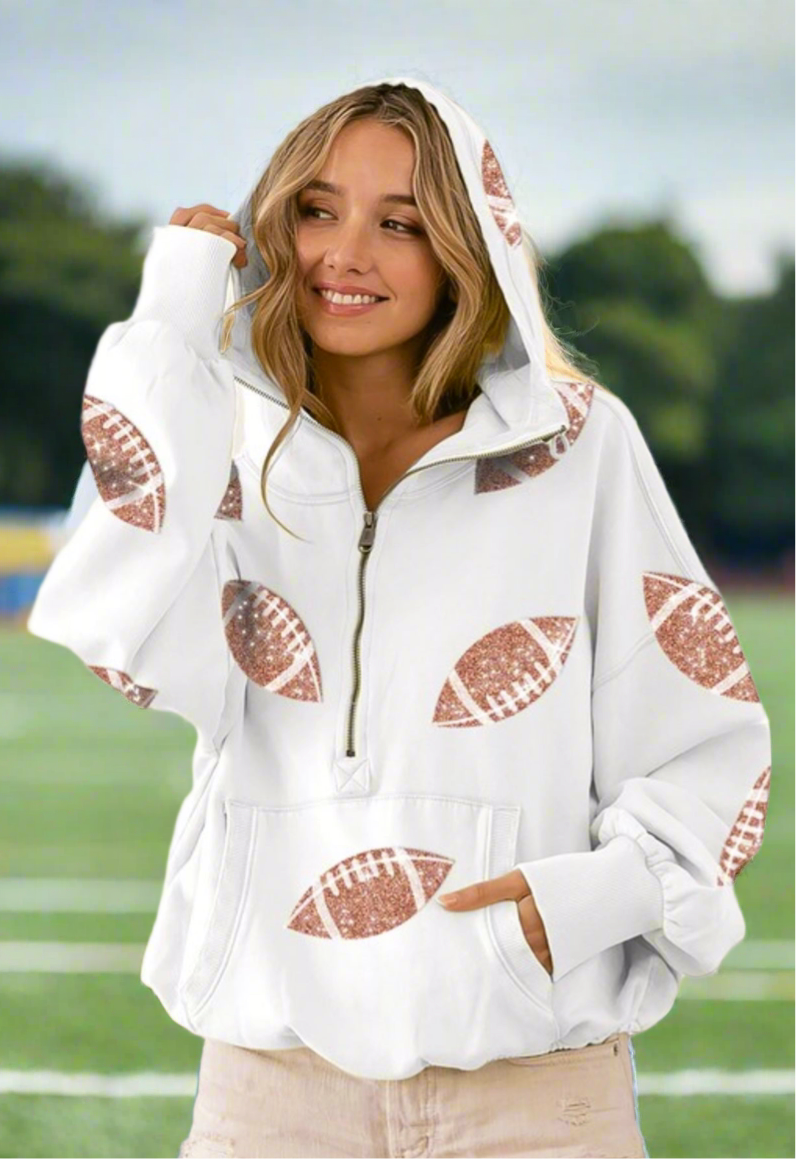 Sequin Football Hoodie sale