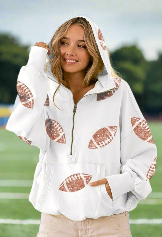 Sequin Football Hoodie sale