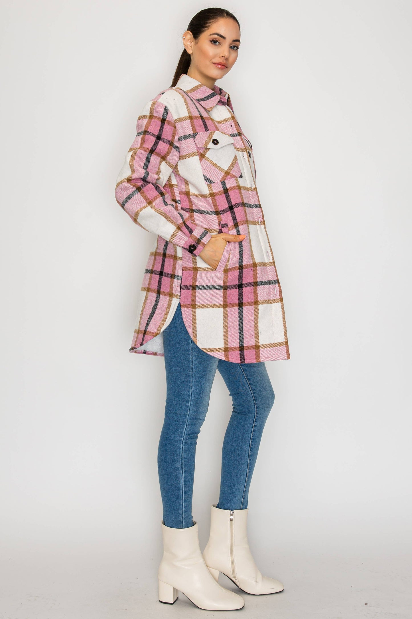 USA Plaid Sherpra Shacket