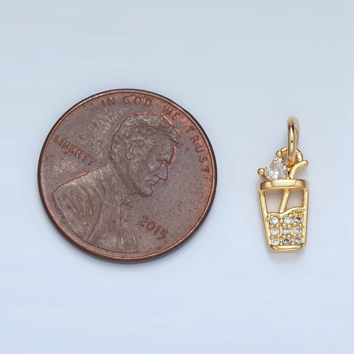 24K Gold Filled Micro Paved CZ Iced Drink Charm | E914