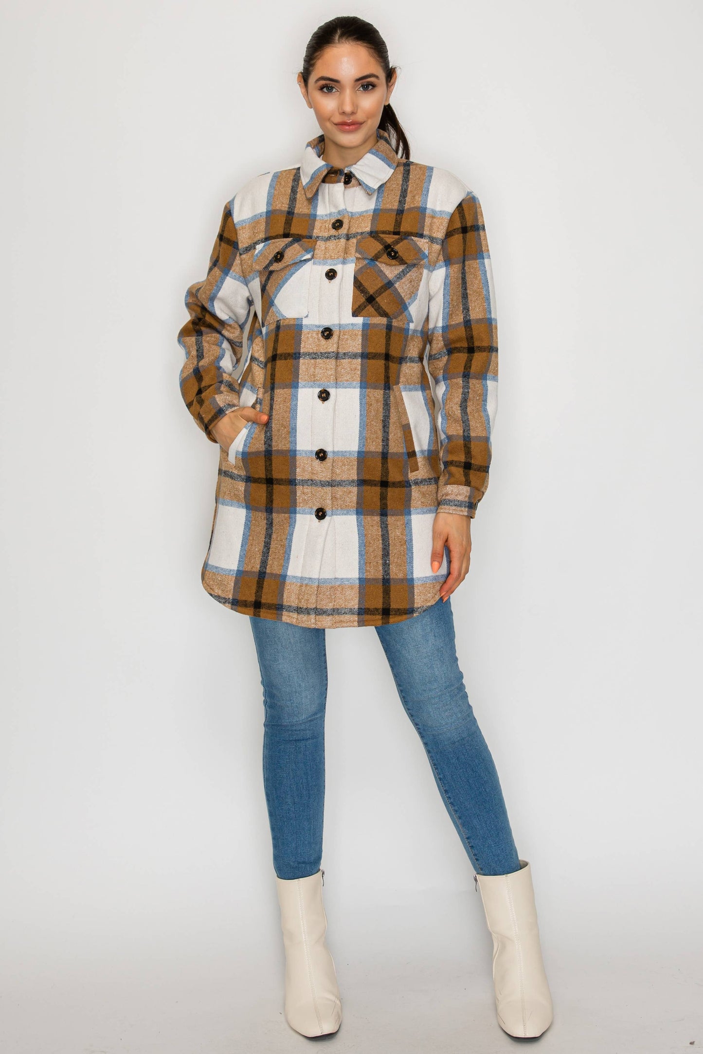 USA Plaid Sherpra Shacket