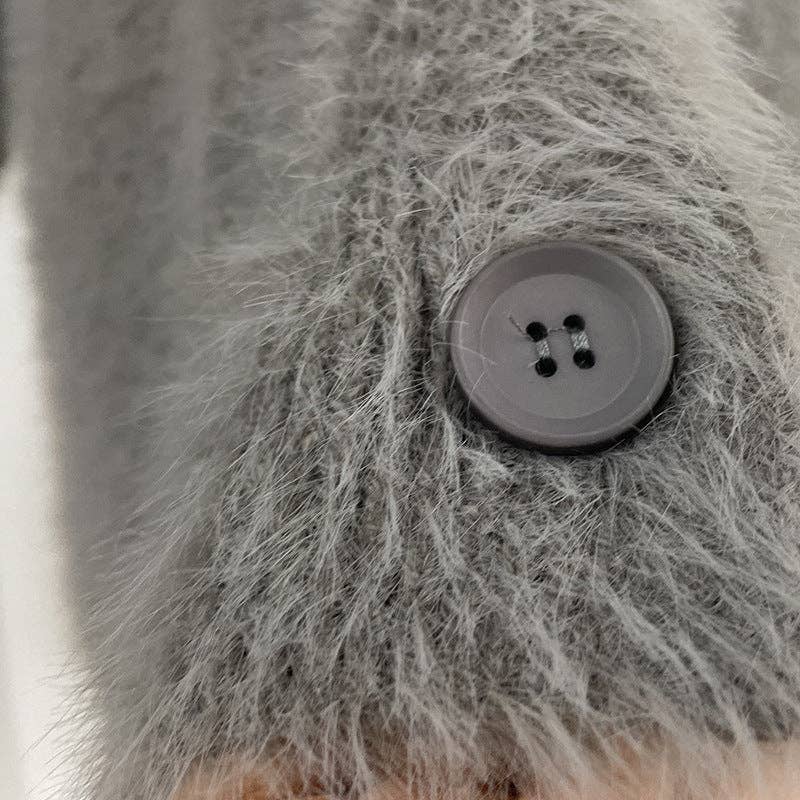 Pink Faux Mink Knit Oversized Cardigan Soft Fluffy Sweater