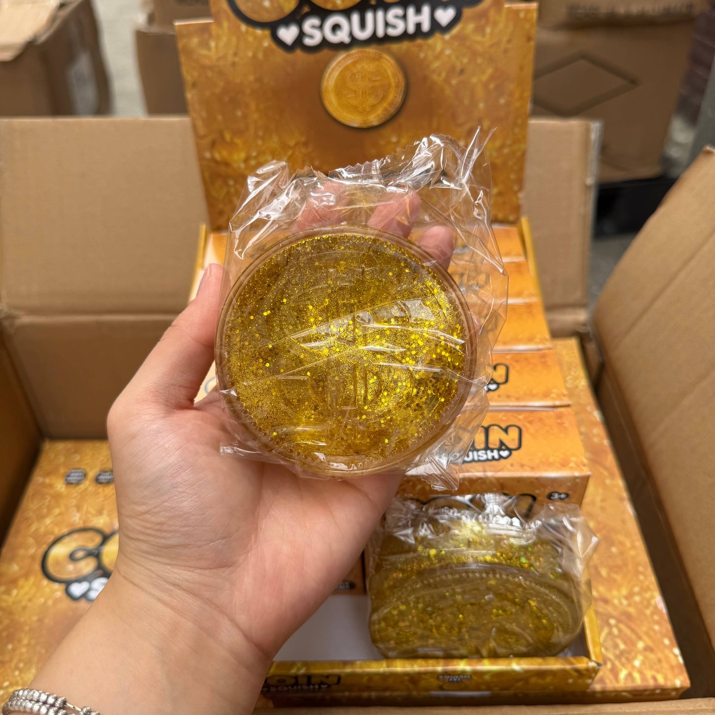 Sugar Squishy Glitter Gold Coin