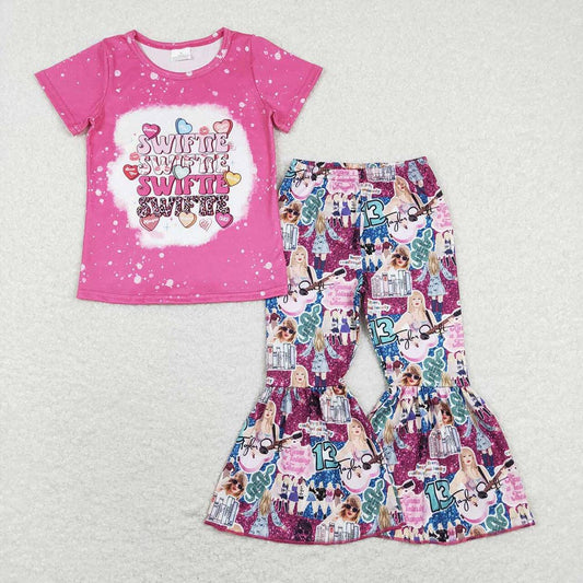 Baby Girls Country Music Singer Hearts Shirts Bell Pants Out