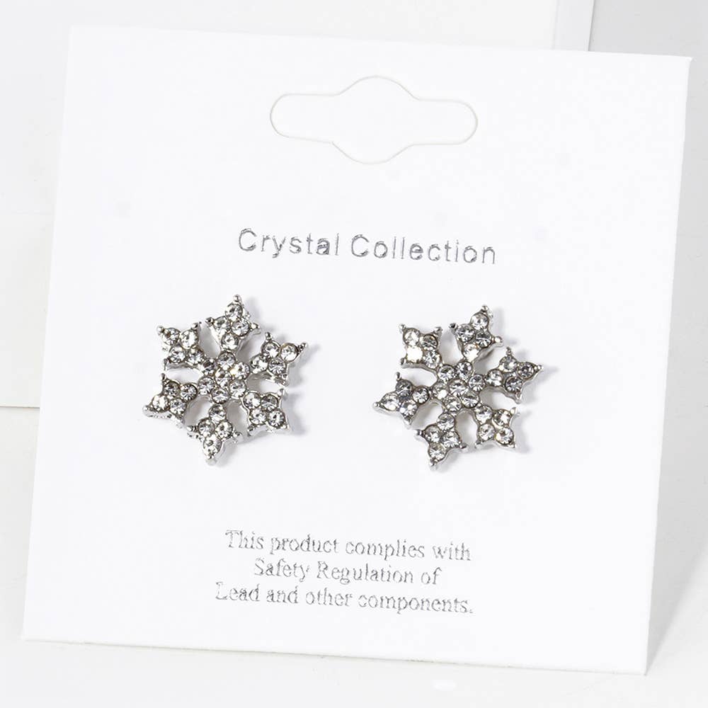 Crystal Paved Snowflake Stud Earrings
