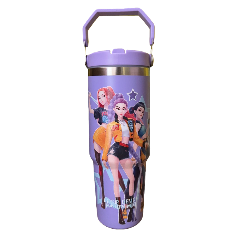 K-Pop Demon Hunters 30oz Stainless Steel Vacuum Tumbler with Handle and Straw, Insulated Car Mug Merch