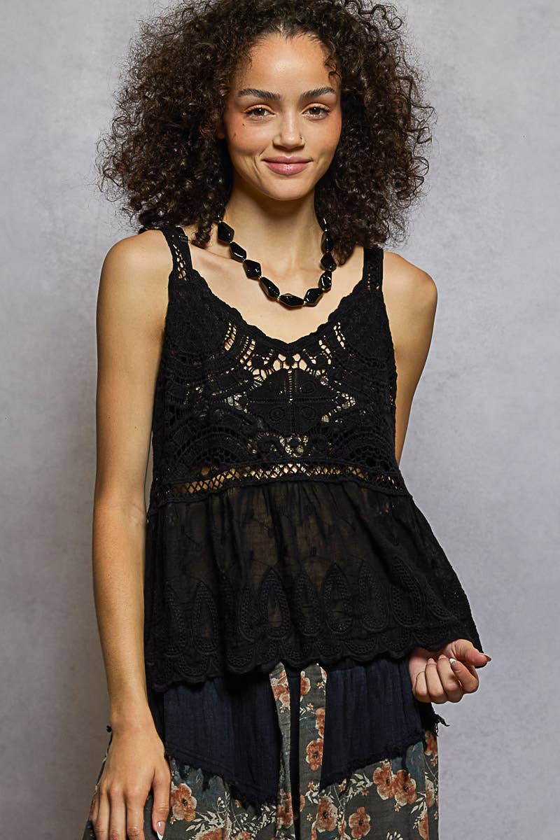 POL V-neck Sleeveless Floral Woven Top