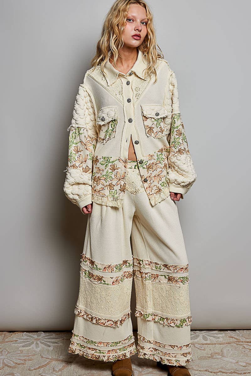 POL Pearl Beaded Floral Quilted Jacket SALE
