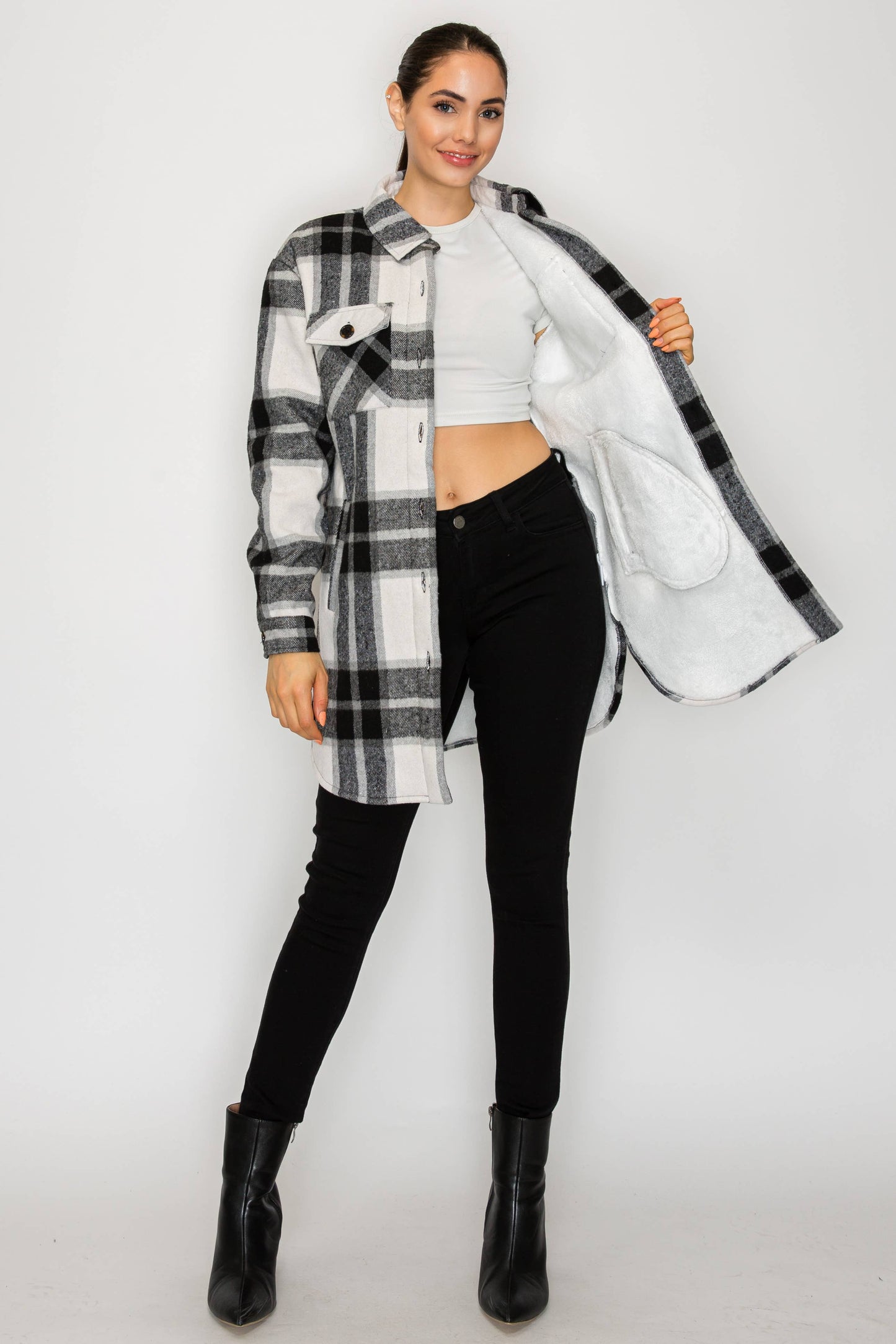 USA Plaid Sherpra Shacket