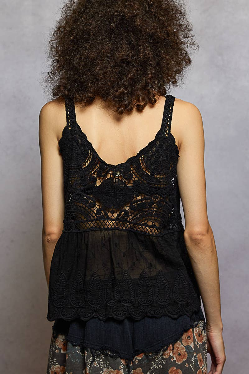 POL V-neck Sleeveless Floral Woven Top