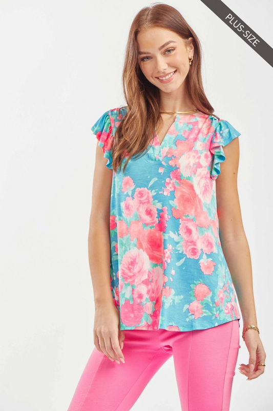 Dear Scarlett Water Rose Flutter Top