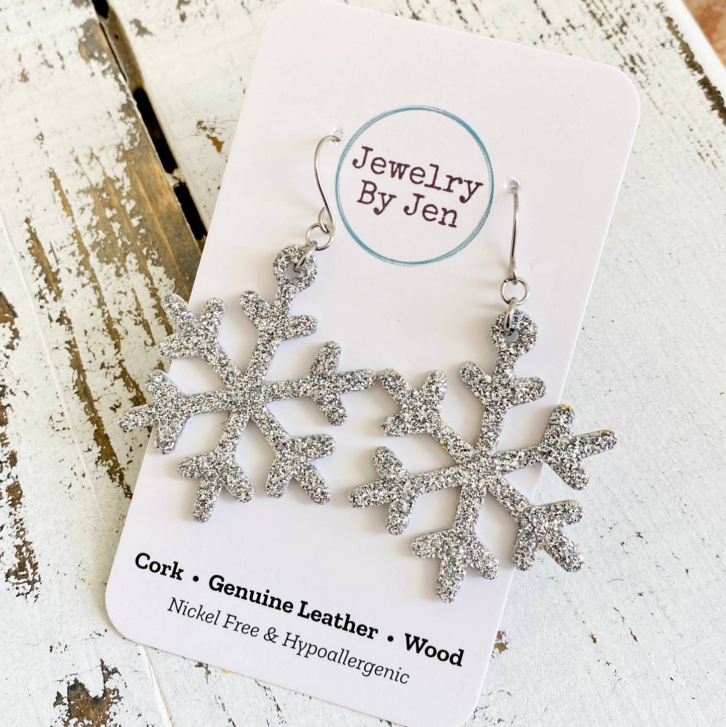Snowflake Christmas Earrings Glitter
