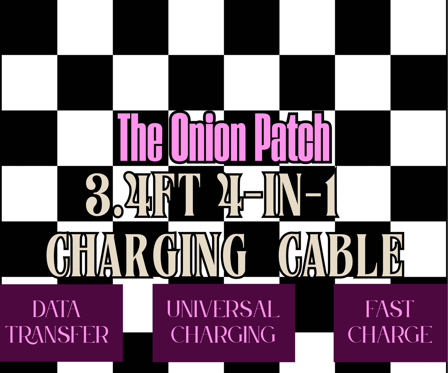 Pink & White Bow Pearl Beaded 4-in-1 Charger