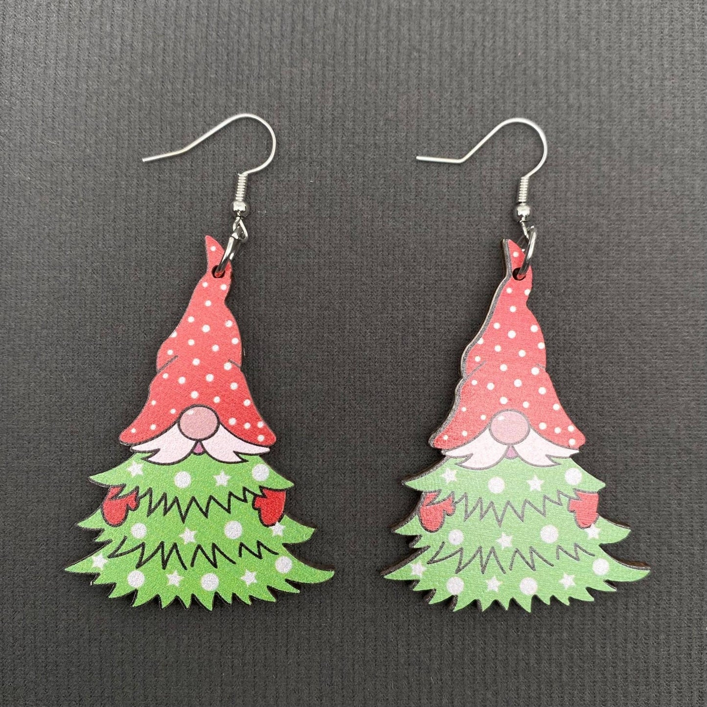 Christmas Jewelry Wooden Elf Dangle Earrings