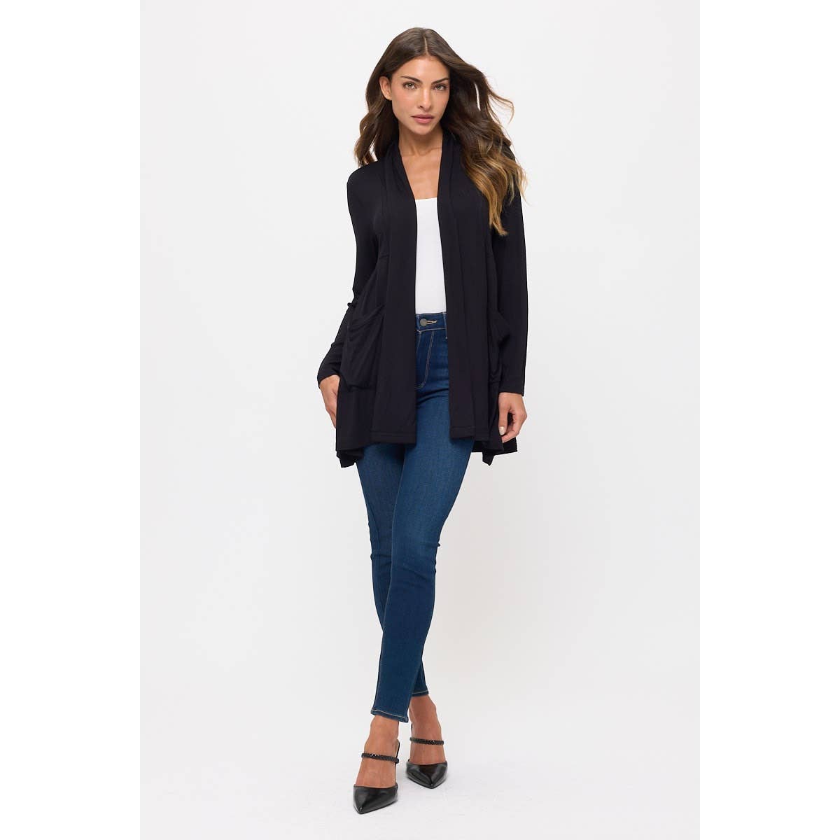 OPEN FRONT POCKET CARDIGAN