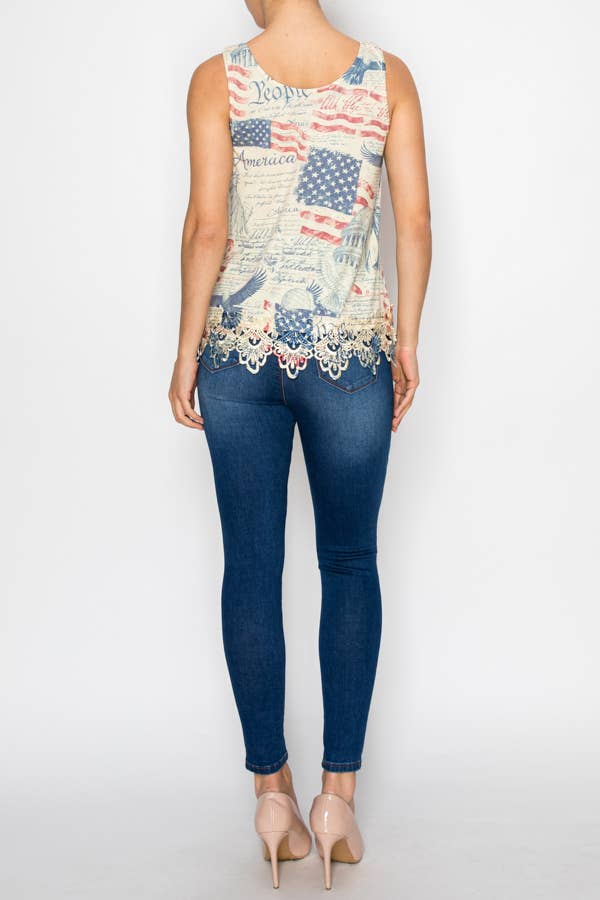 Origami Freedom Lace Trimmed Tank