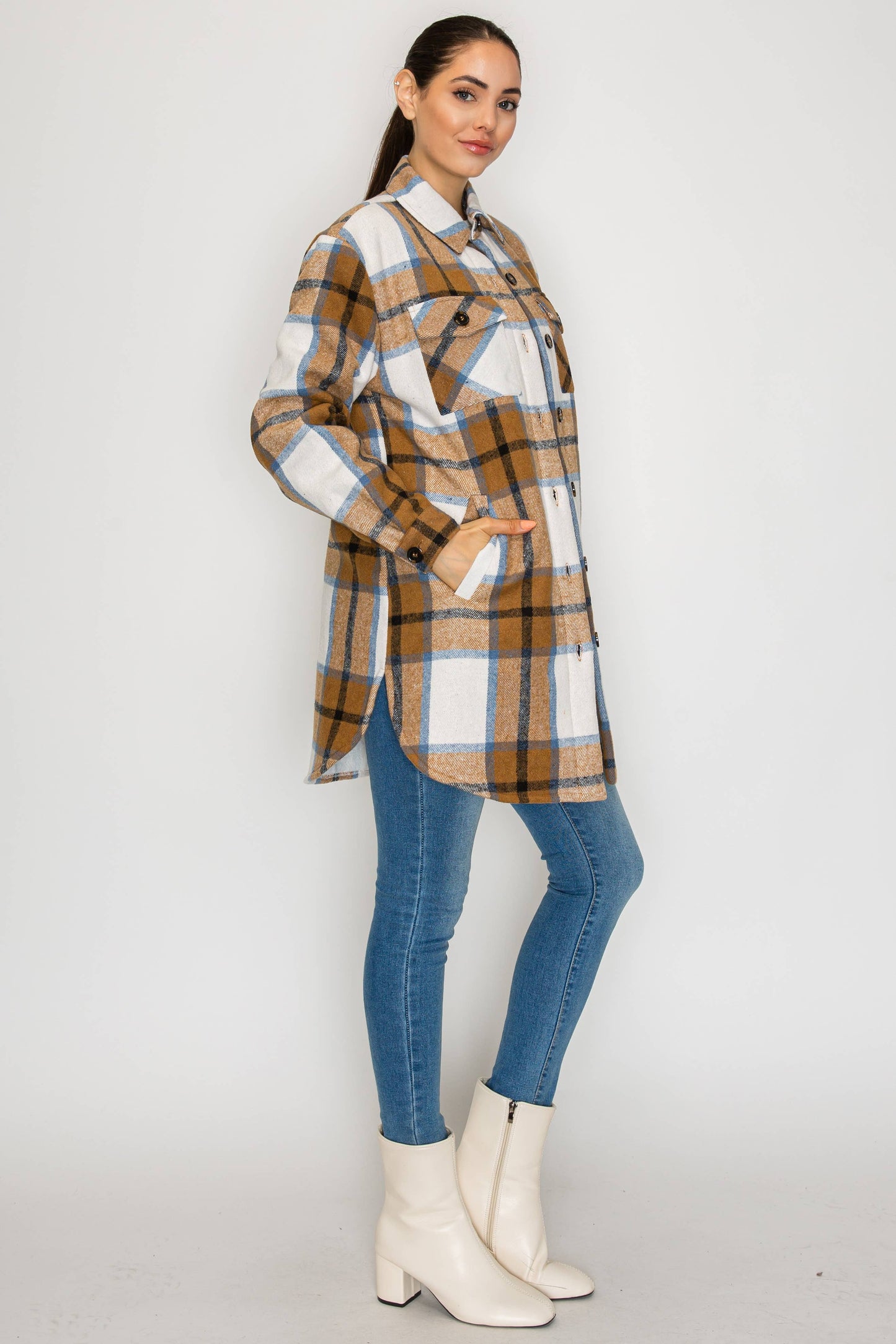 USA Plaid Sherpra Shacket