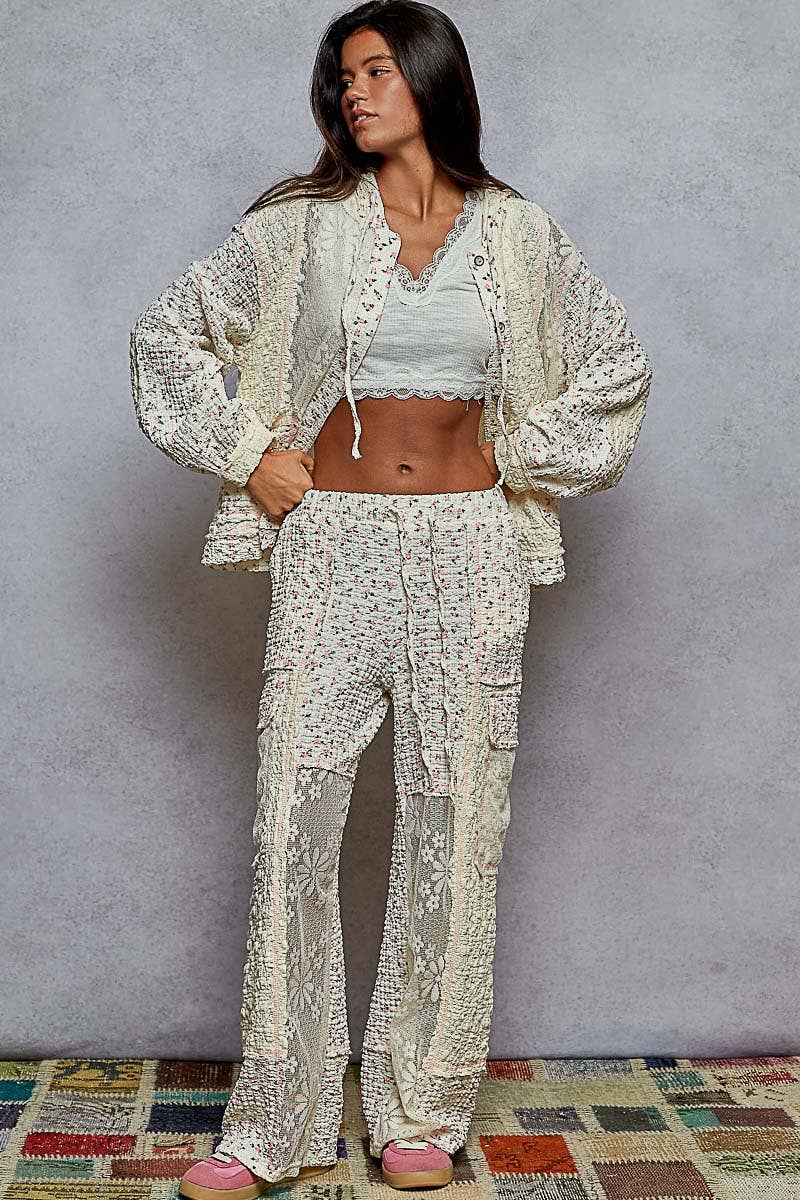 POL Balloon Sleeves Lace Floral Hoodie SALE