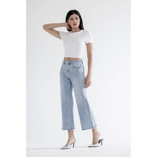MICA HIGH RISE WIDE LEG WITH EMBELLISHMENT