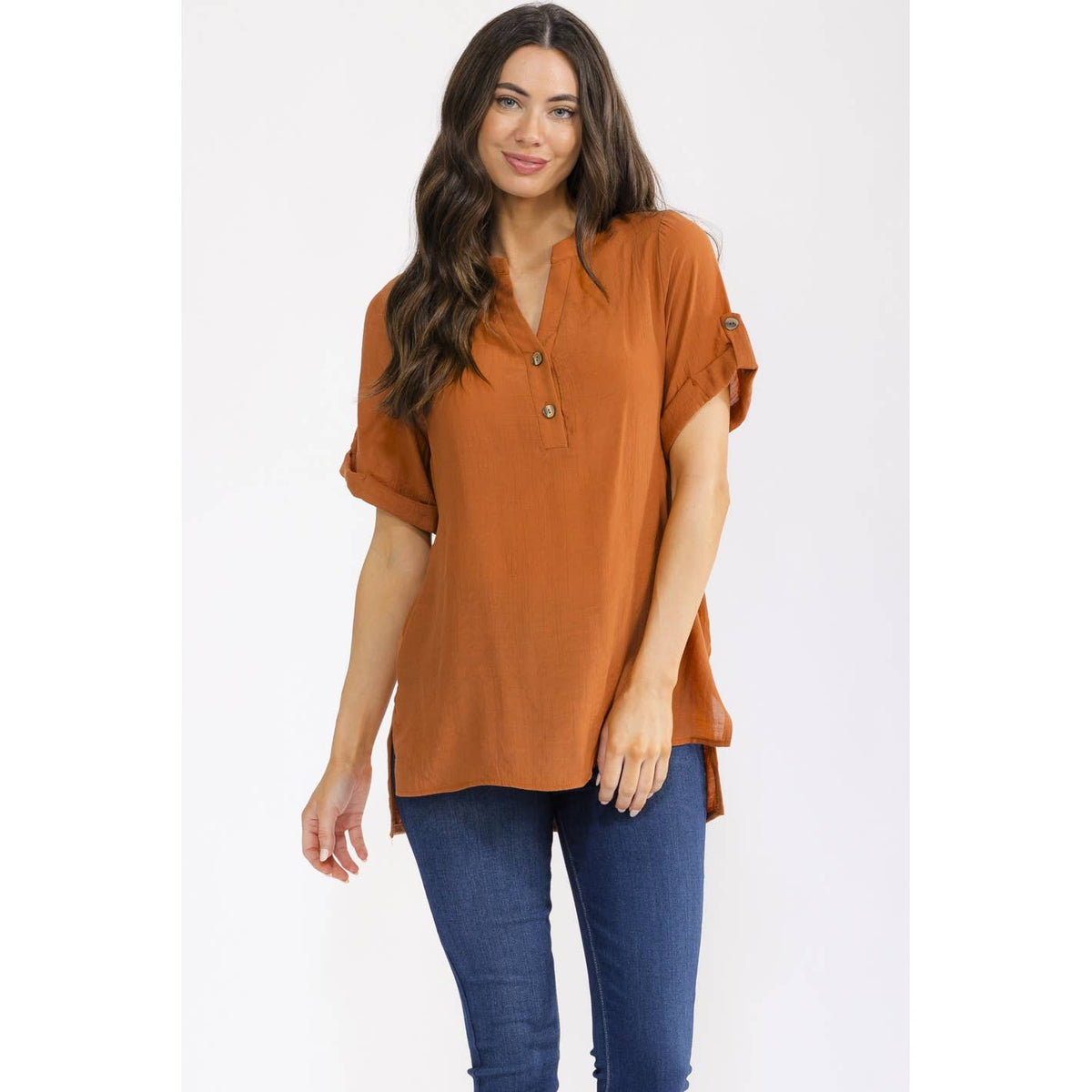 BUTTON FRONT TUNIC SHIRT